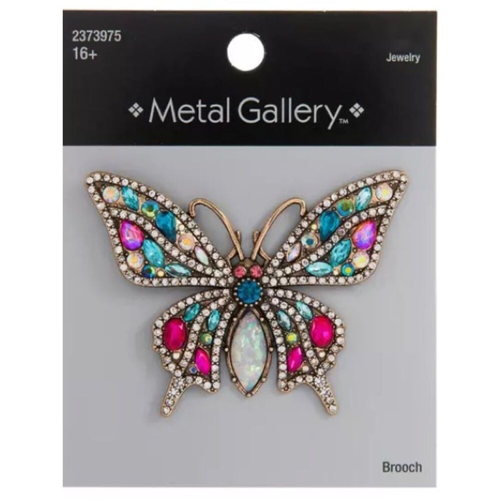 New Metal Gallery Multicolor Crystal Butterfly Brooch